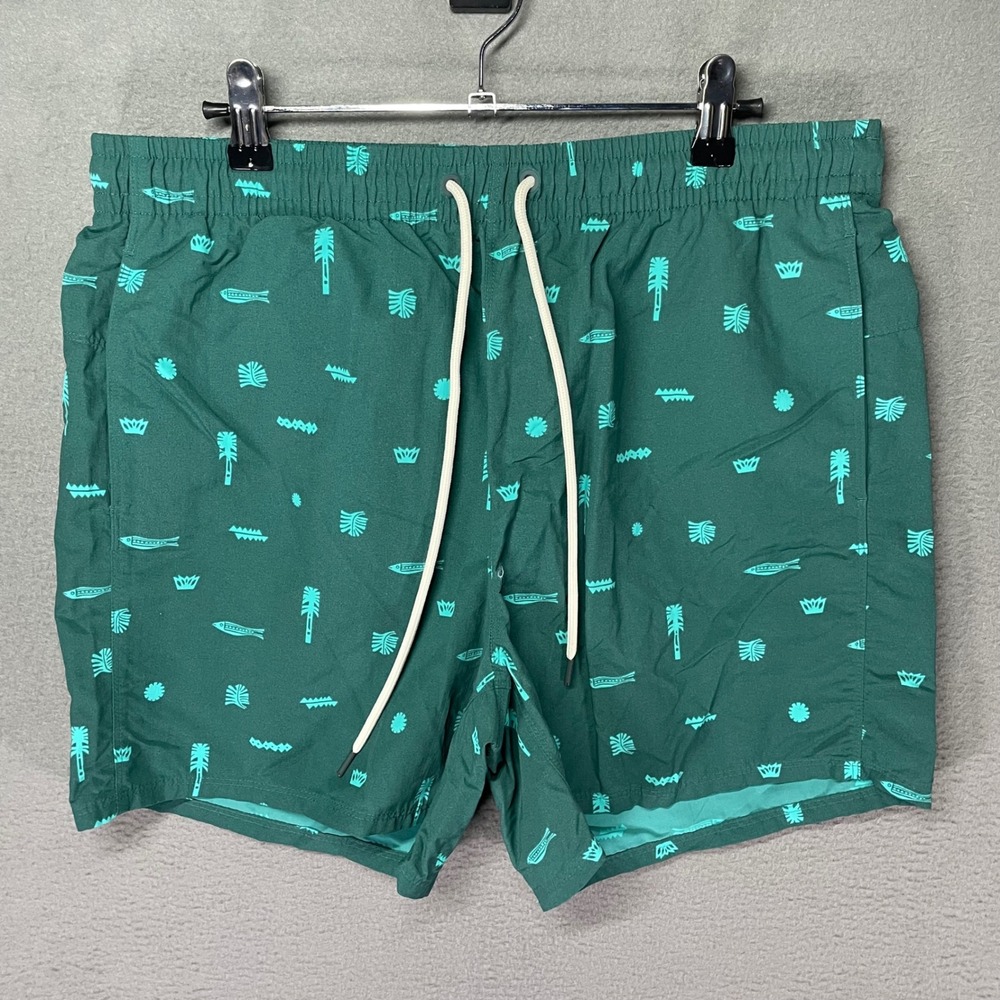 Eddie Bauer Board Shorts Womens M Green Fish‎ Print Swim Nylon Beach